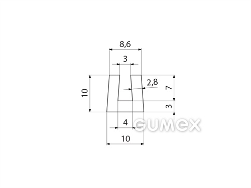 "U" Silikonprofil, 10x10/4mm, 60°ShA, -60°C/+180°C, transparent, 